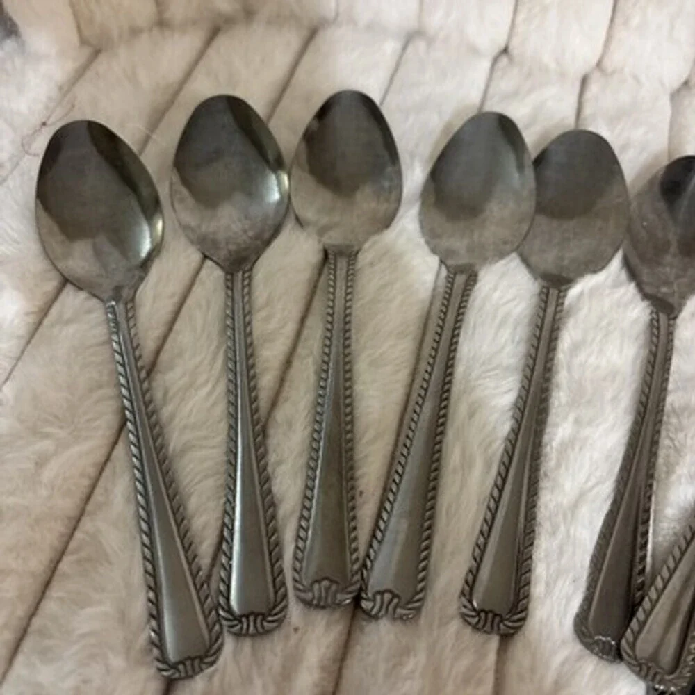 Unbranded Braided Rope Edge Stainless China Place Soup Spoons Lot of 10